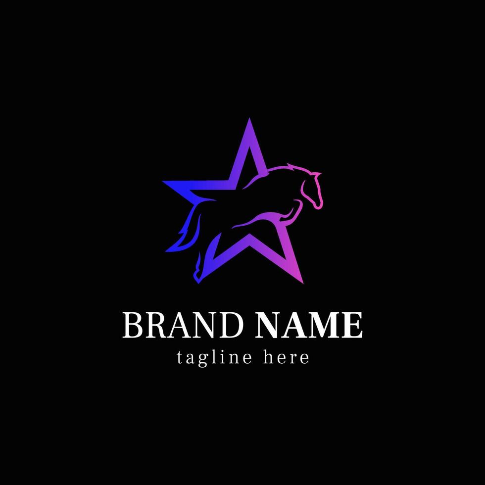 star horse neon logo vector