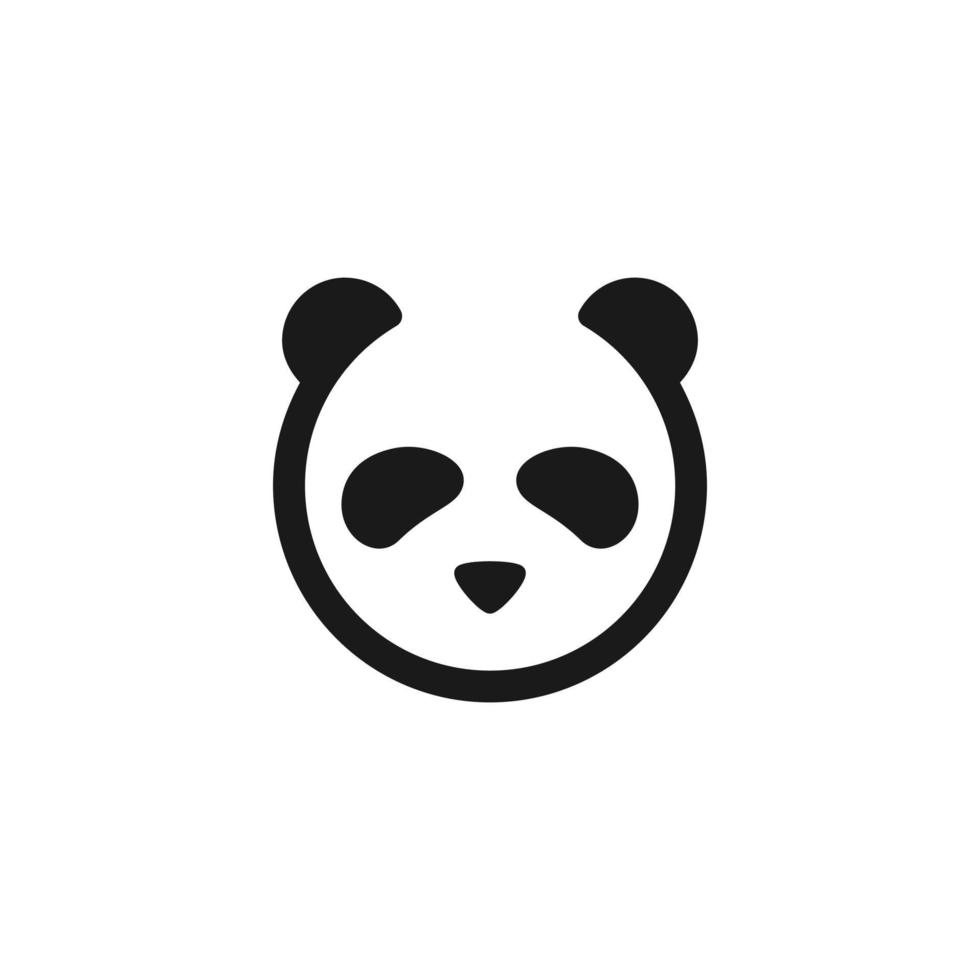 simple flat panda head logo vector