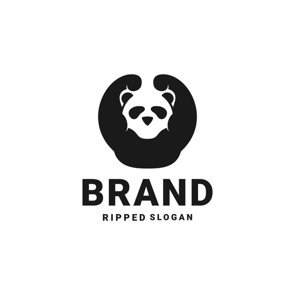logotipo de gimnasio de panda muscular vector