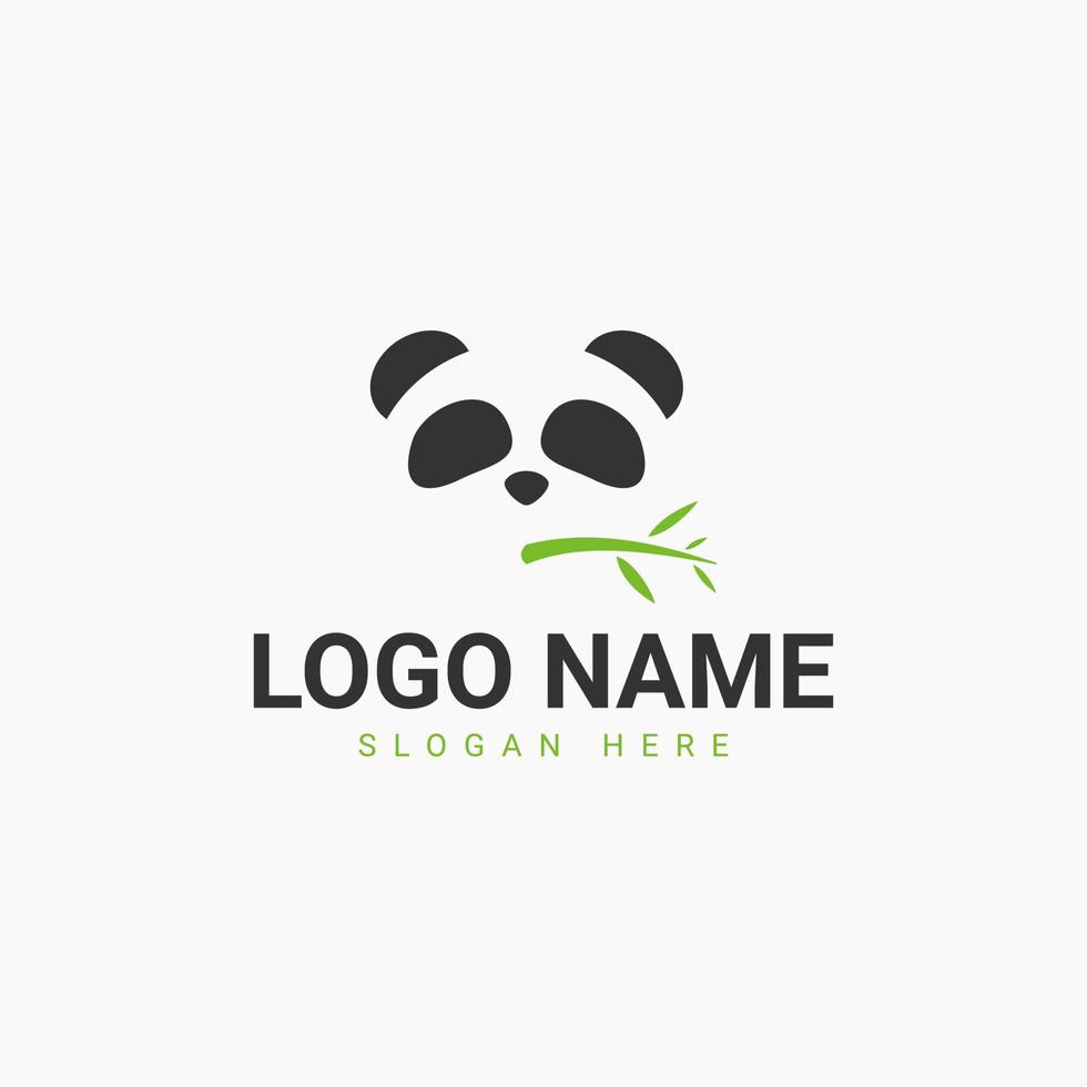 logotipo de panda comiendo bambú vector