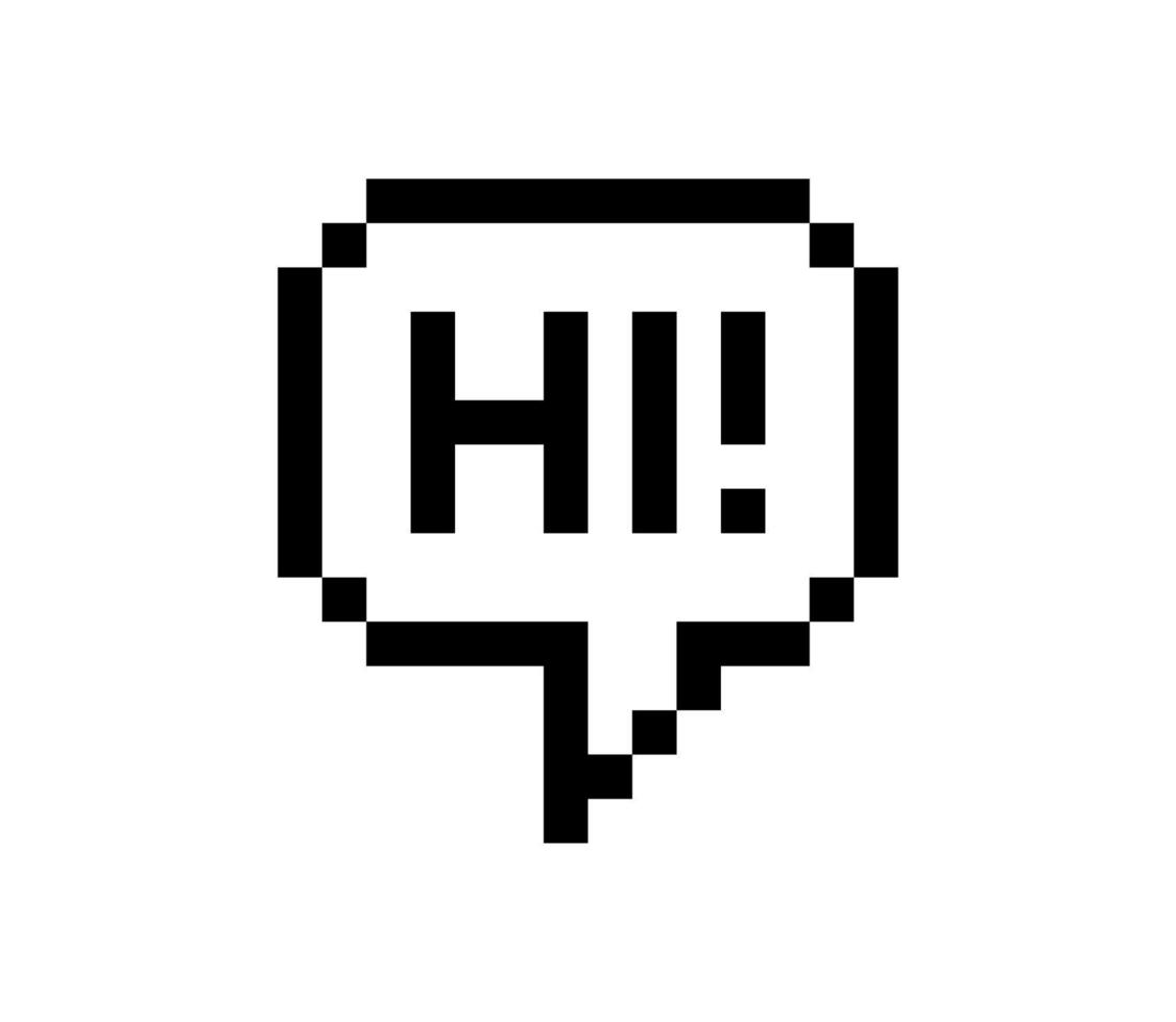 burbuja de texto hola pixel art vector