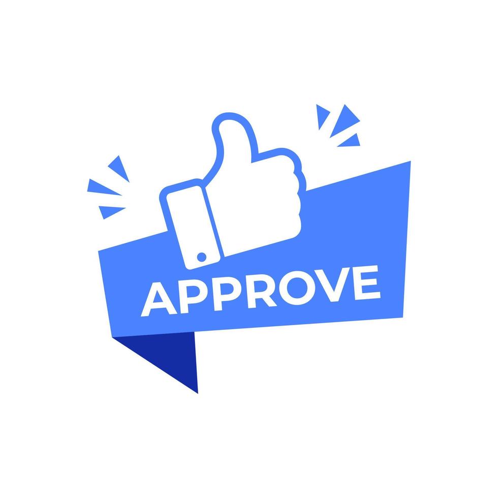 Approved  icon with thumbs up hand sign vector