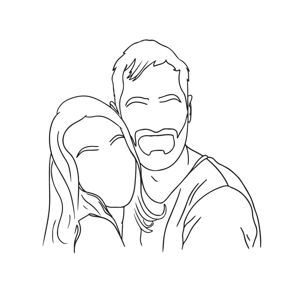 Couple Line Art, People Outline Drawing, Men Woman Simple Sketch, Vector Illustration, Graphitic design