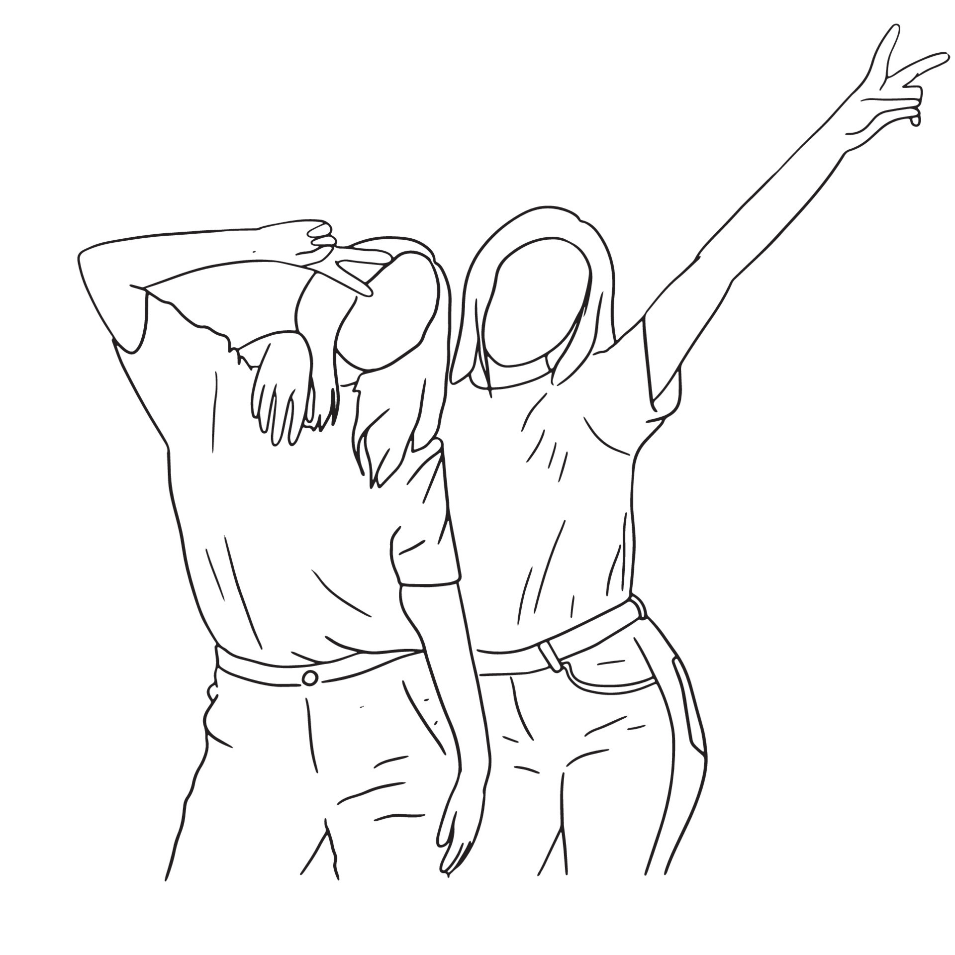 Friends Line Art, People Outline Drawing, Female Simple Sketch Friends Line Art, People Outline Drawing, Female Simple Sketch