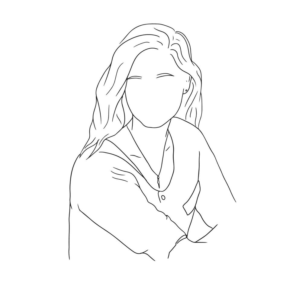 Outline Sketch of a Girl's Portrait · Creative Fabrica