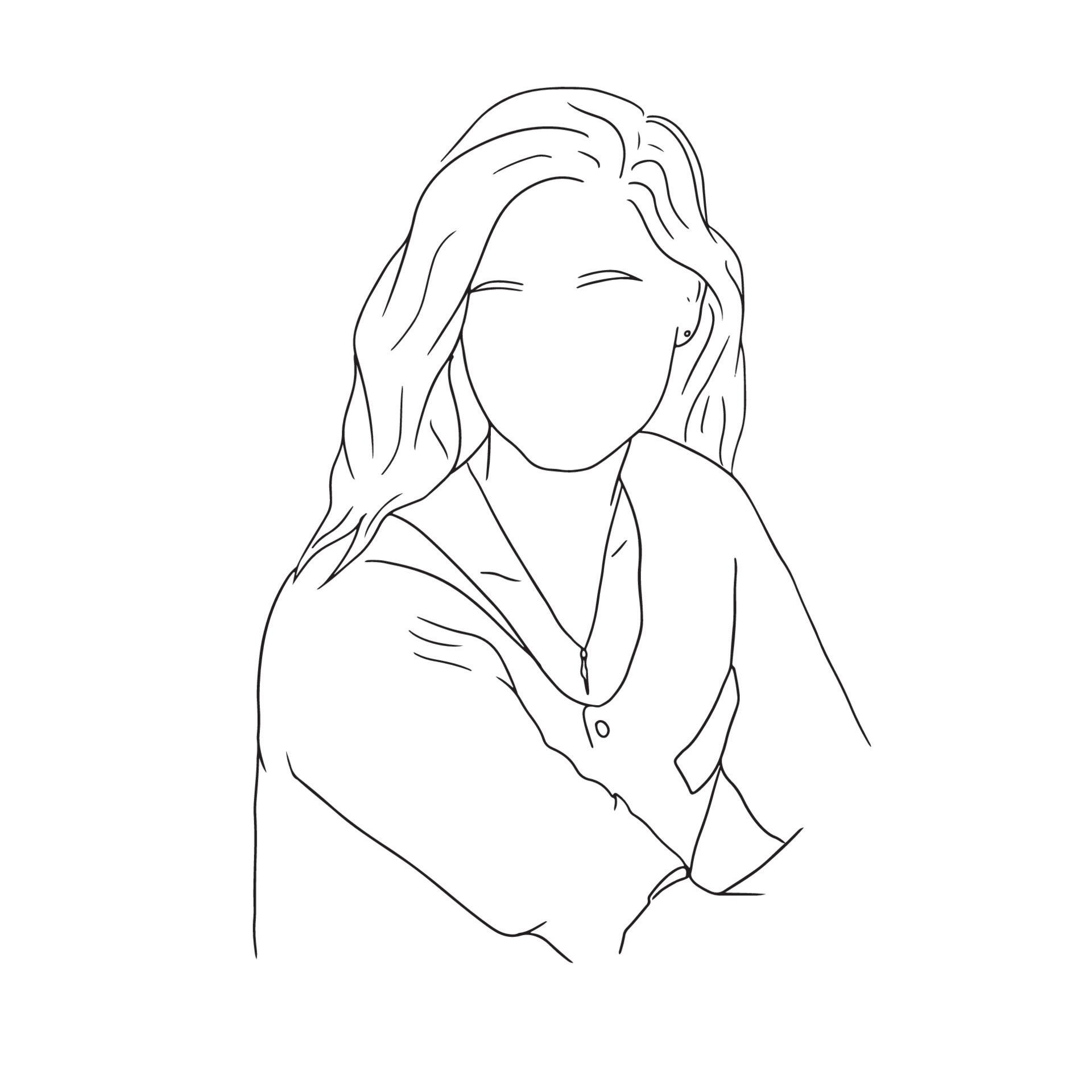 Graphics drawing outline woman standing Royalty Free Vector
