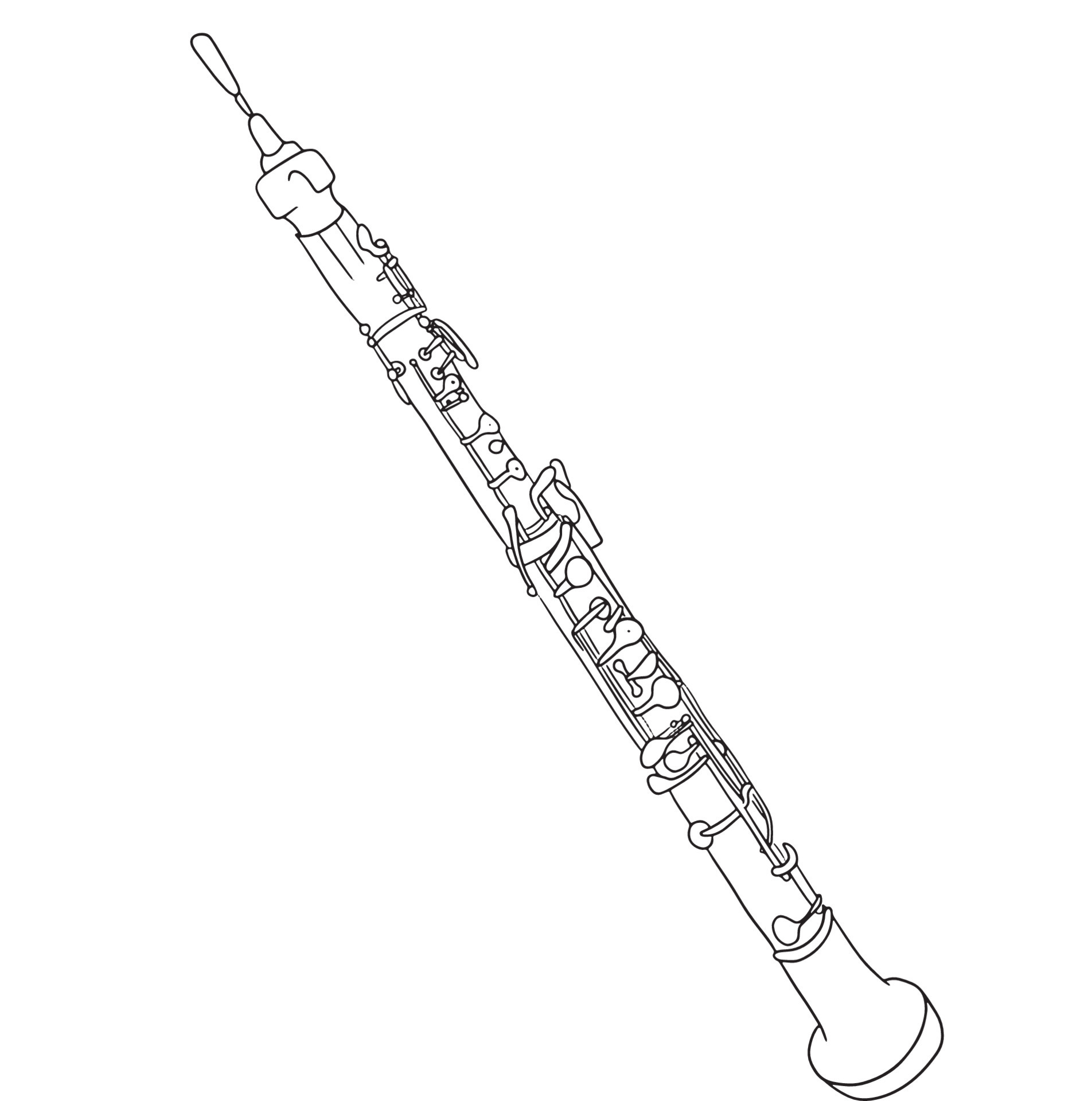 arte de línea de oboe, dibujo de instrumentos minimalistas, dibujo de