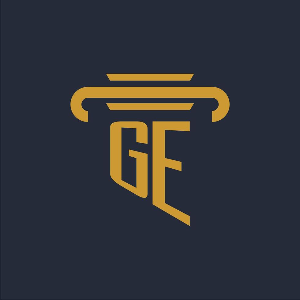 GE initial logo monogram with pillar icon design vector image