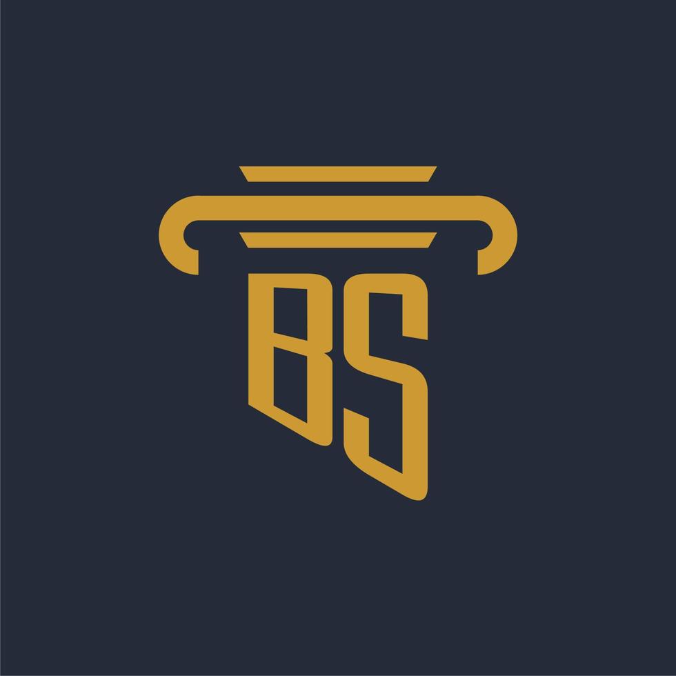 BS initial logo monogram with pillar icon design vector image