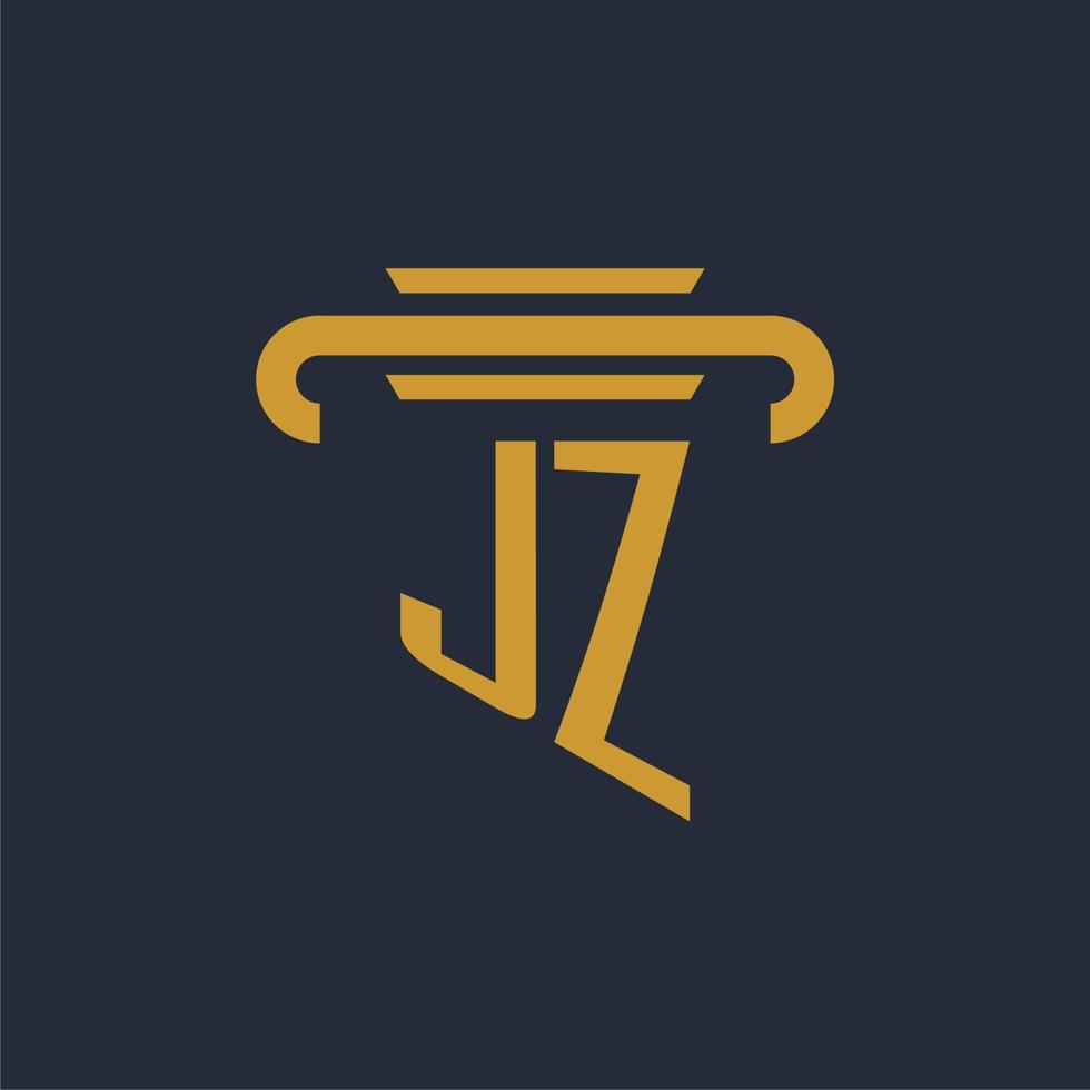 monograma del logotipo inicial jz con imagen vectorial de diseño de icono de pilar vector