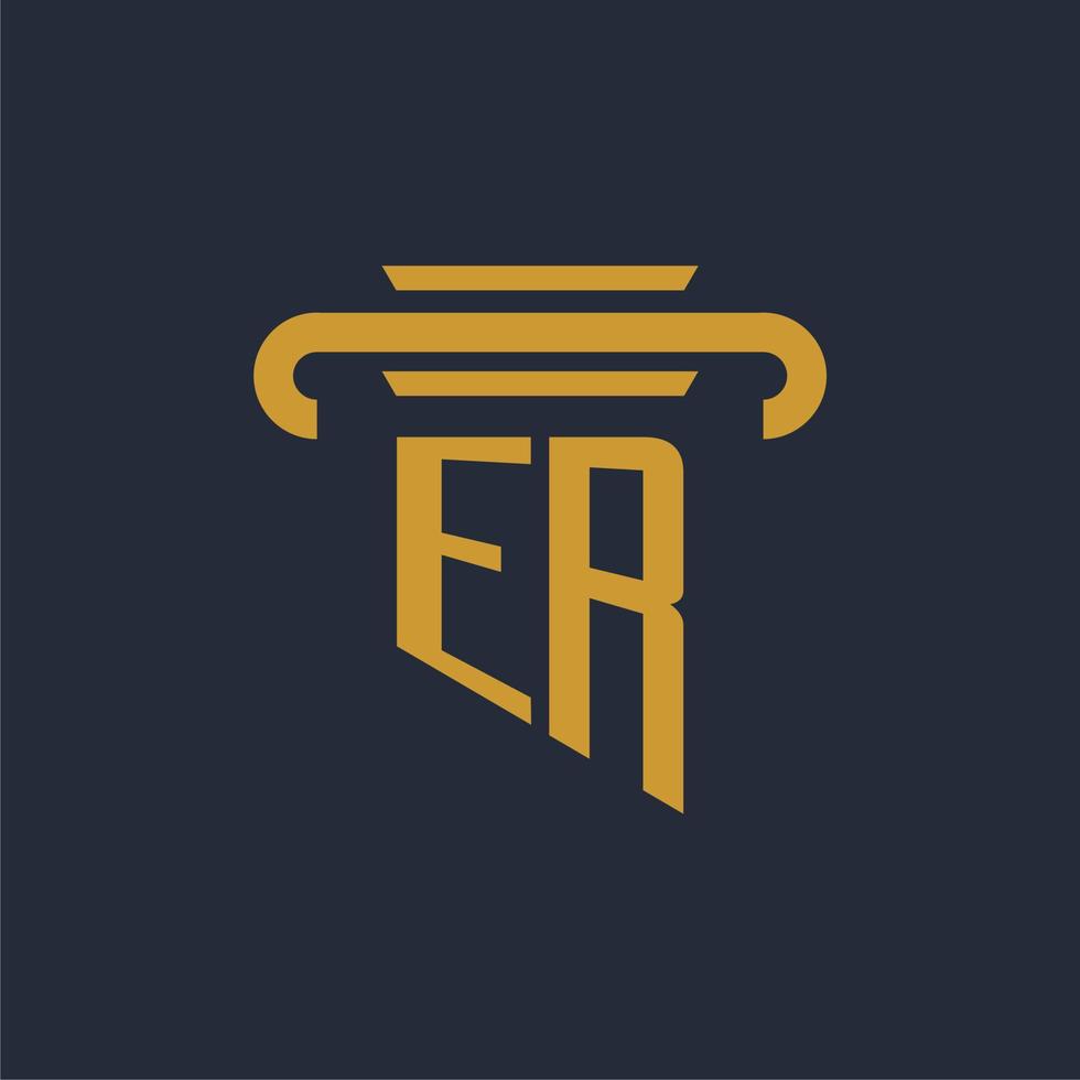 ER initial logo monogram with pillar icon design vector image
