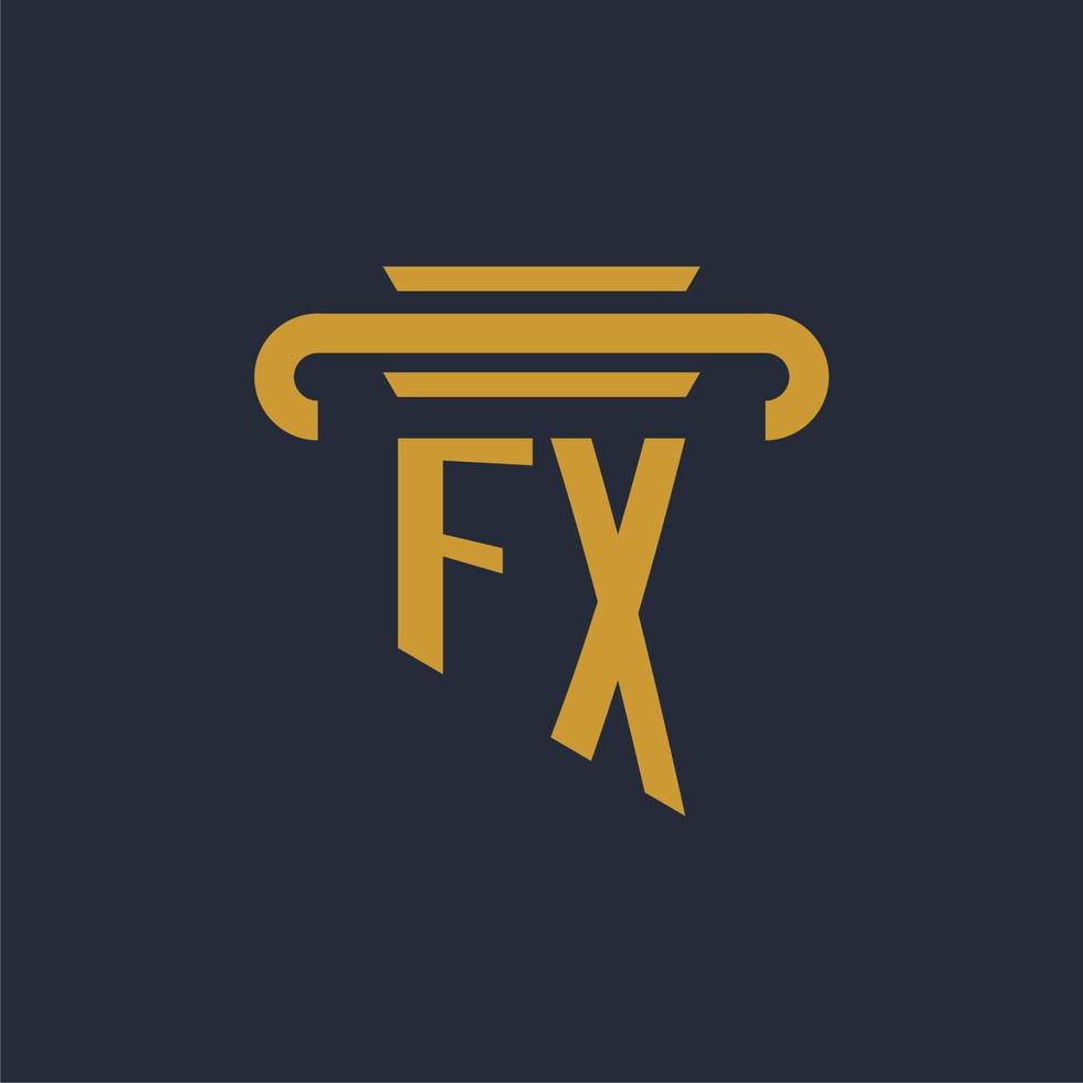 FX initial logo monogram with pillar icon design vector image