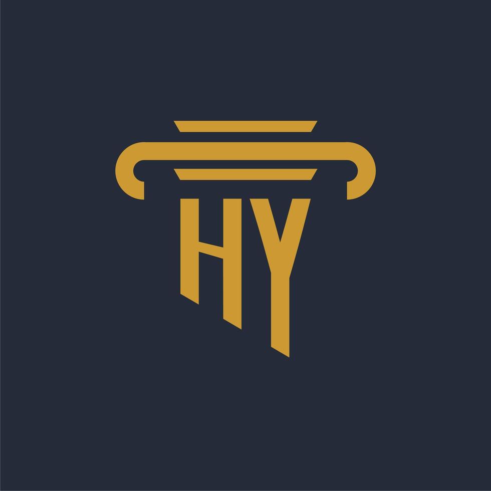 HY initial logo monogram with pillar icon design vector image