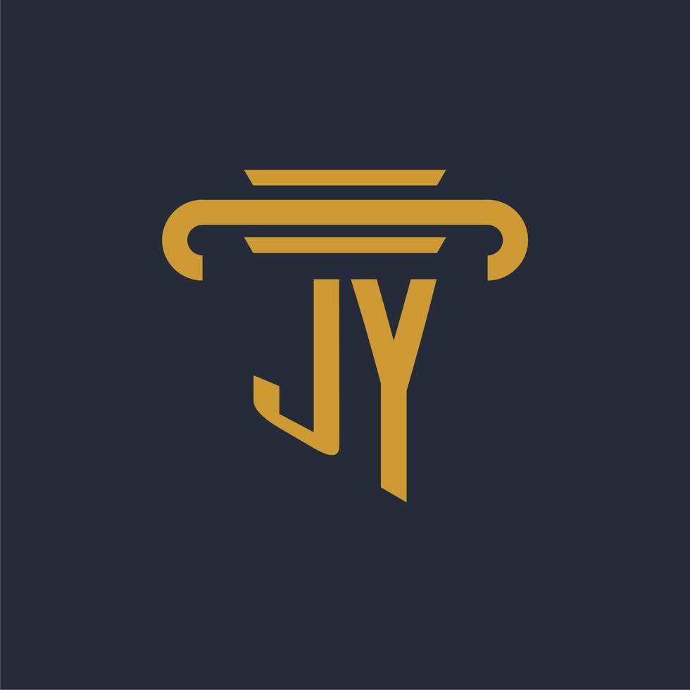 JY initial logo monogram with pillar icon design vector image