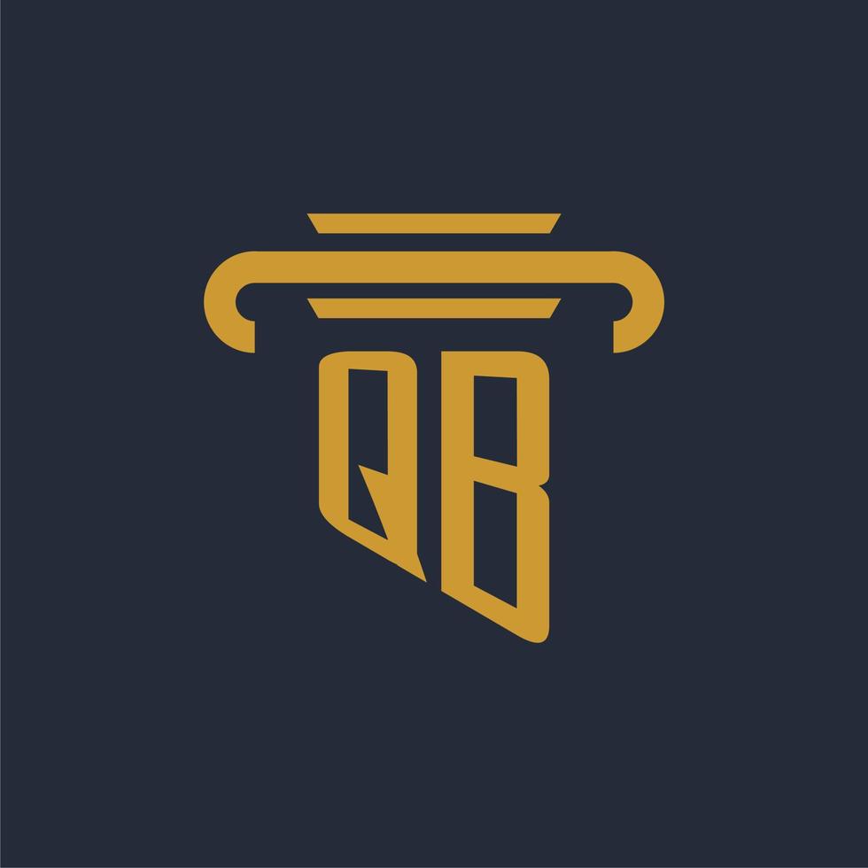 QB initial logo monogram with pillar icon design vector image