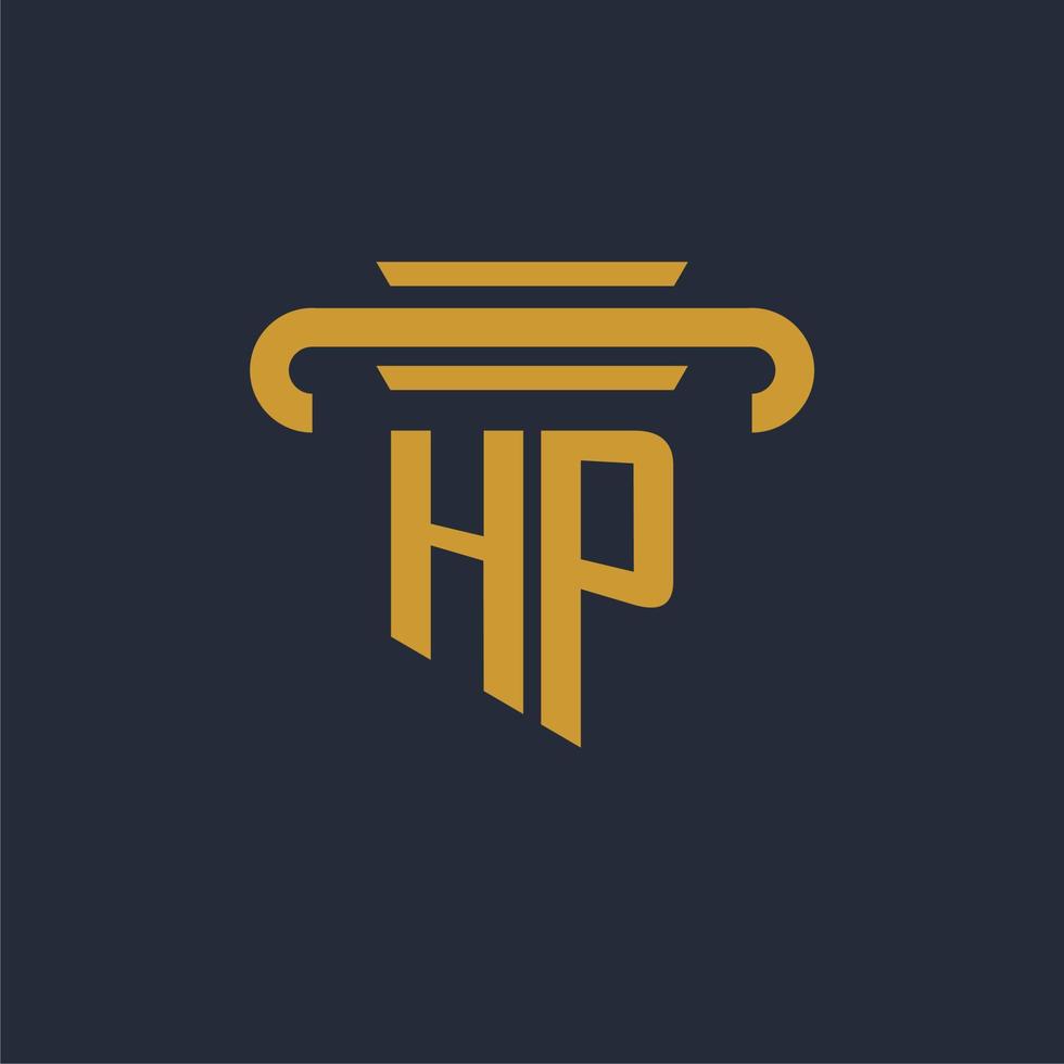 HP initial logo monogram with pillar icon design vector image