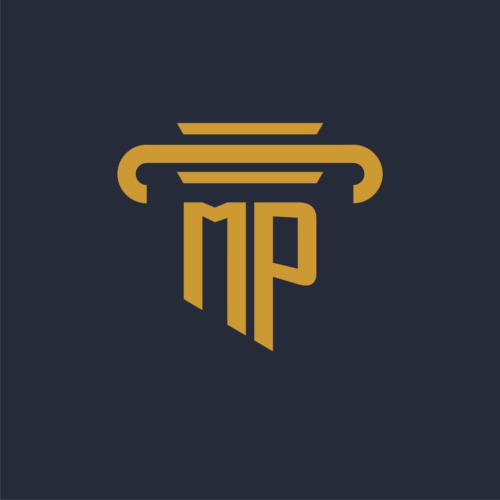 MP initial logo monogram with pillar icon design vector image