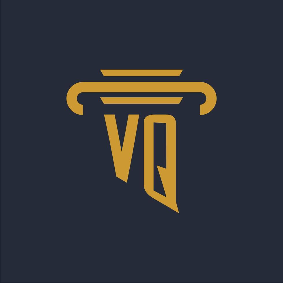 VQ initial logo monogram with pillar icon design vector image