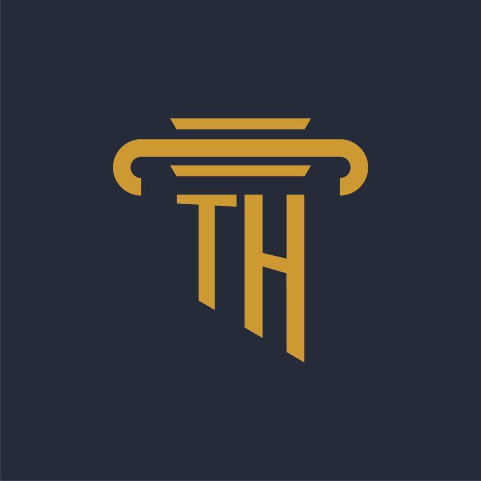 TH initial logo monogram with pillar icon design vector image