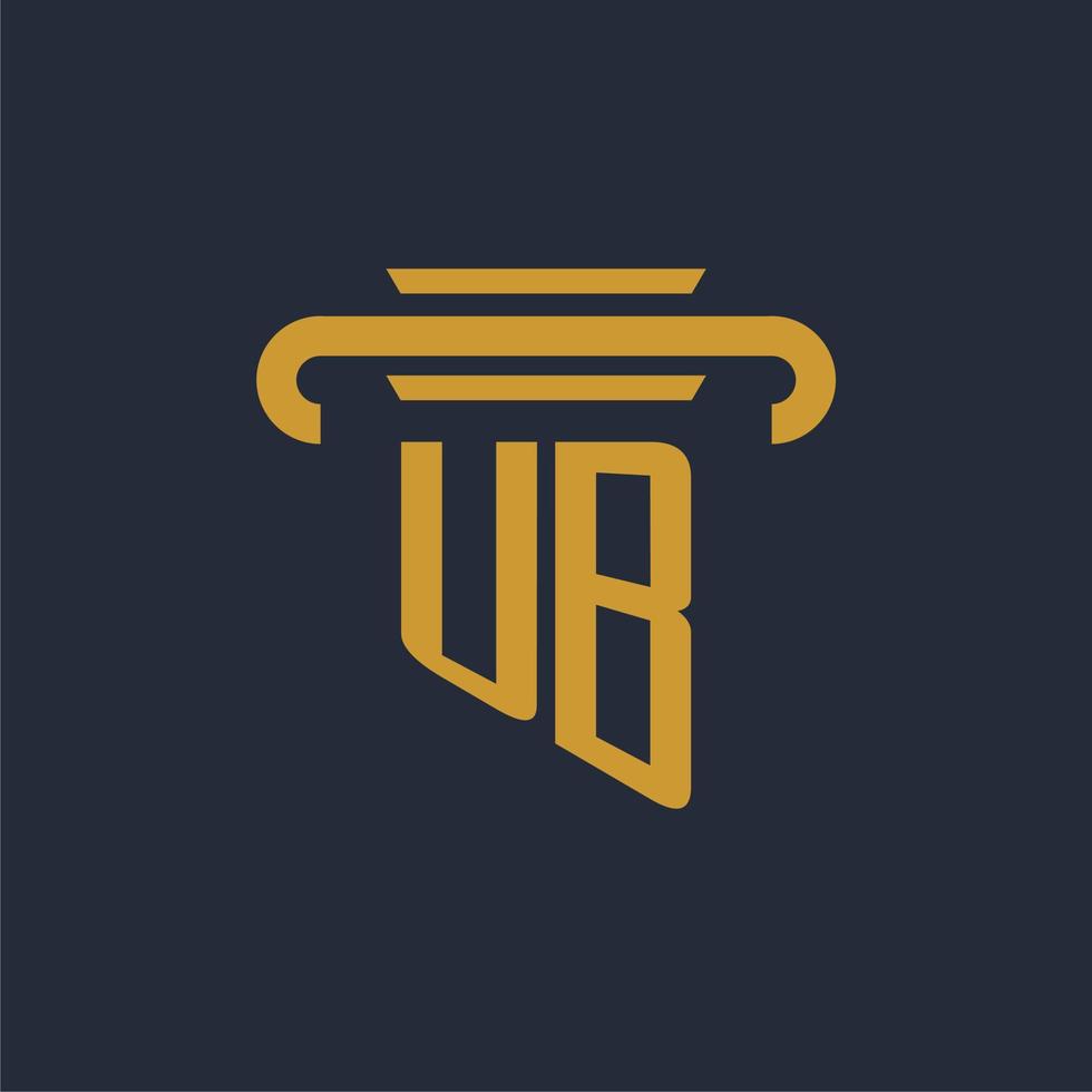 UB initial logo monogram with pillar icon design vector image