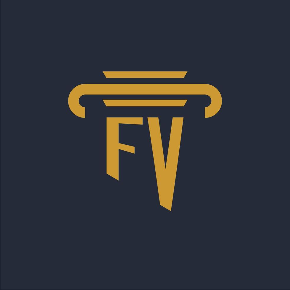 Monograma del logotipo inicial fv con imagen vectorial de diseño de icono de pilar vector