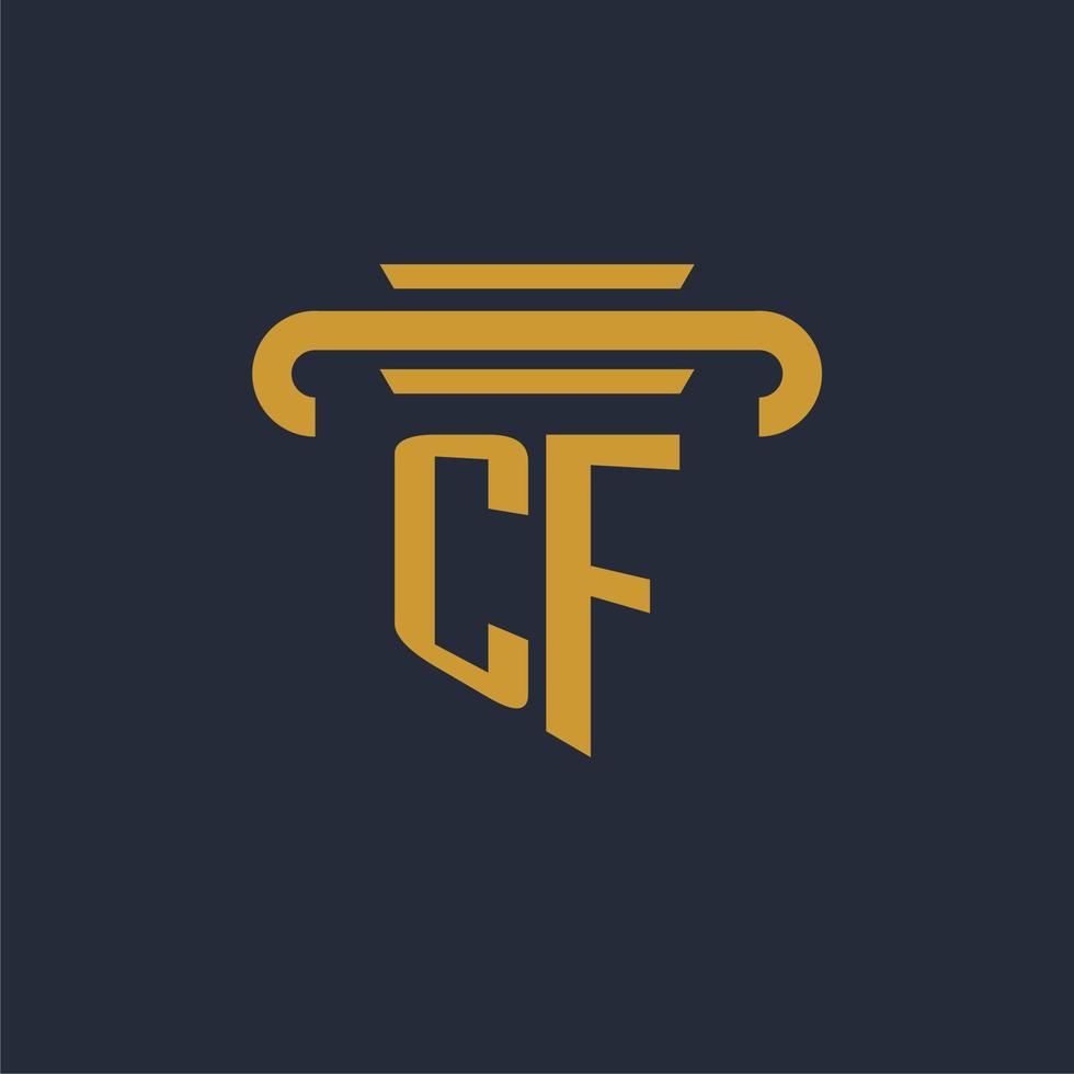 CF initial logo monogram with pillar icon design vector image