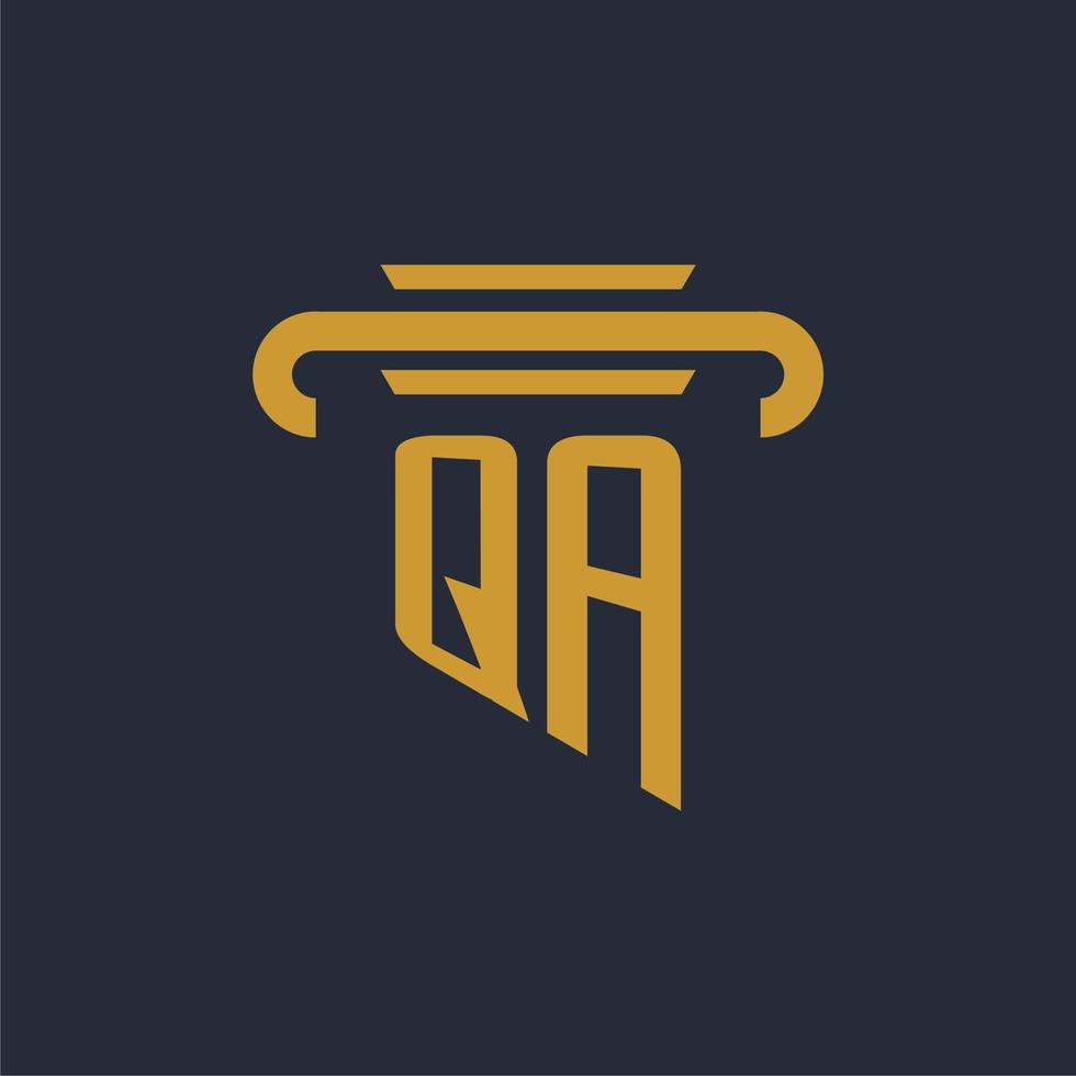 monograma del logotipo inicial qa con imagen vectorial de diseño de icono de pilar vector
