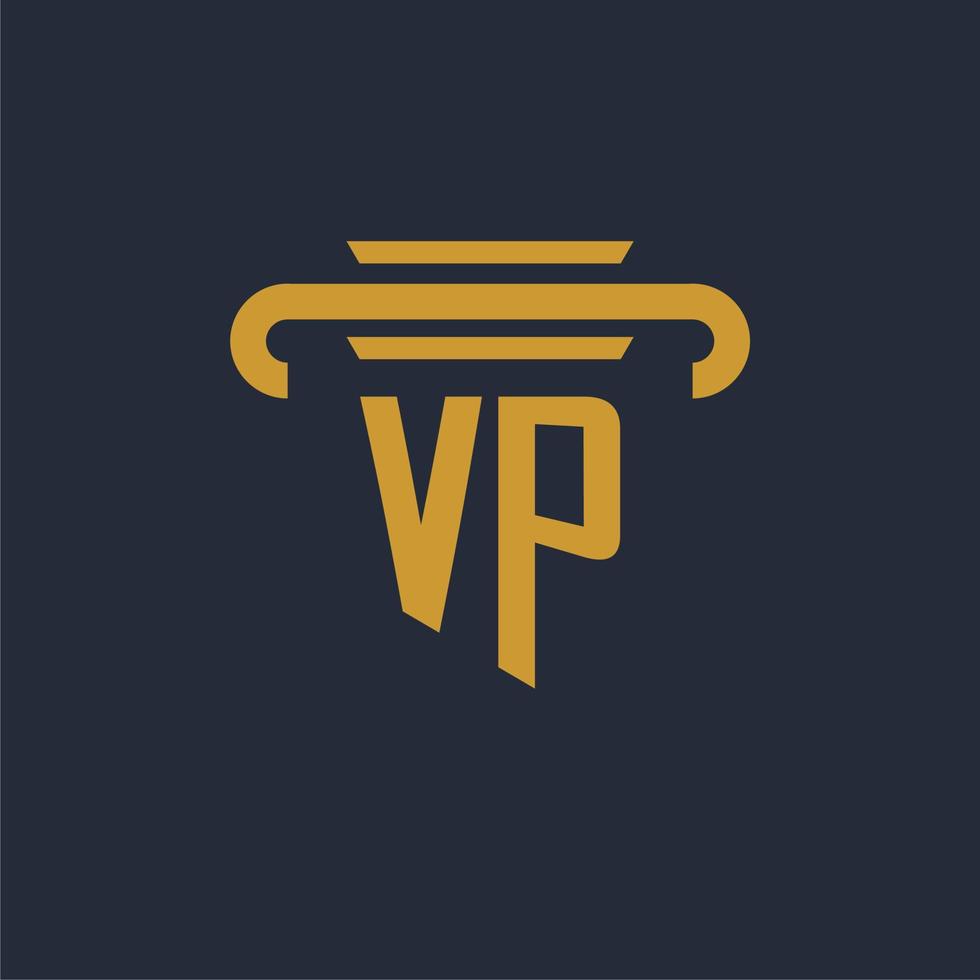 monograma del logotipo inicial vp con imagen vectorial de diseño de icono de pilar vector