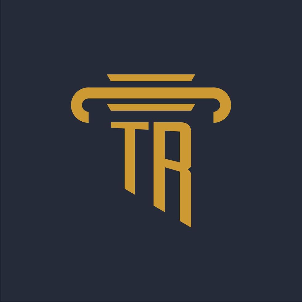 monograma del logotipo inicial tr con imagen vectorial de diseño de icono de pilar vector