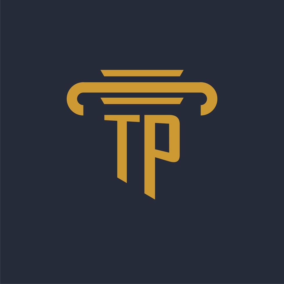 TP initial logo monogram with pillar icon design vector image