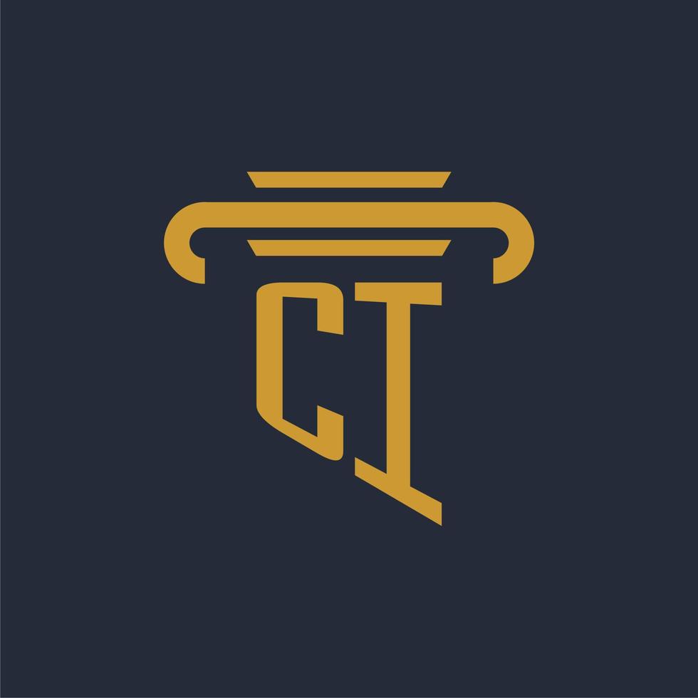 CI initial logo monogram with pillar icon design vector image