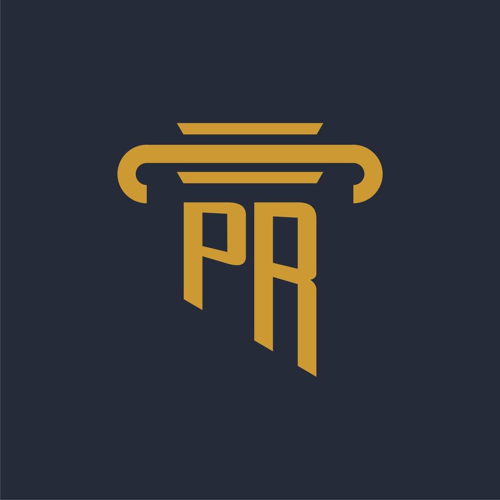 monograma de logotipo inicial pr con imagen vectorial de diseño de icono de pilar vector