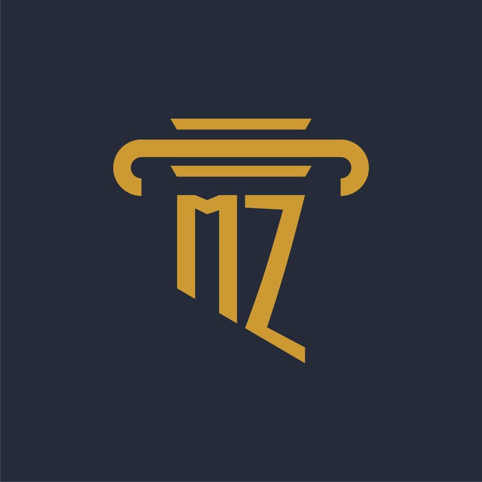 MZ initial logo monogram with pillar icon design vector image