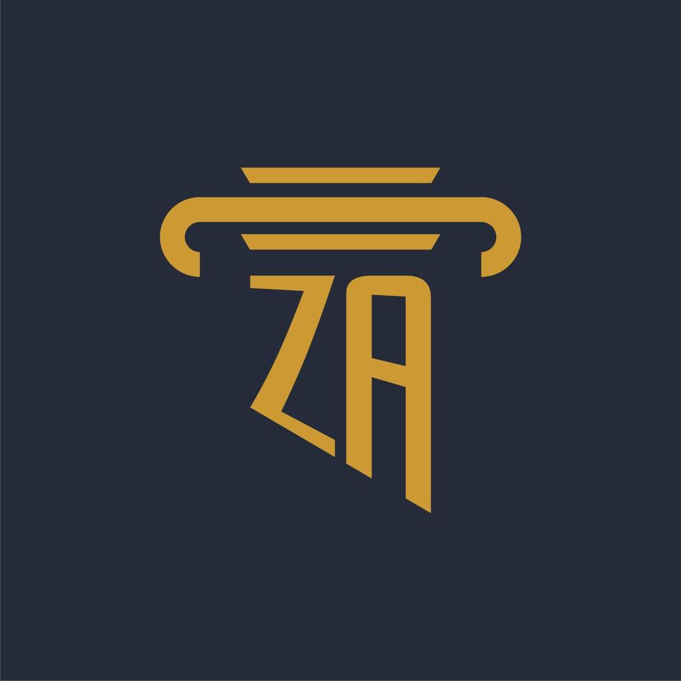 monograma del logotipo inicial de za con imagen vectorial de diseño de icono de pilar vector