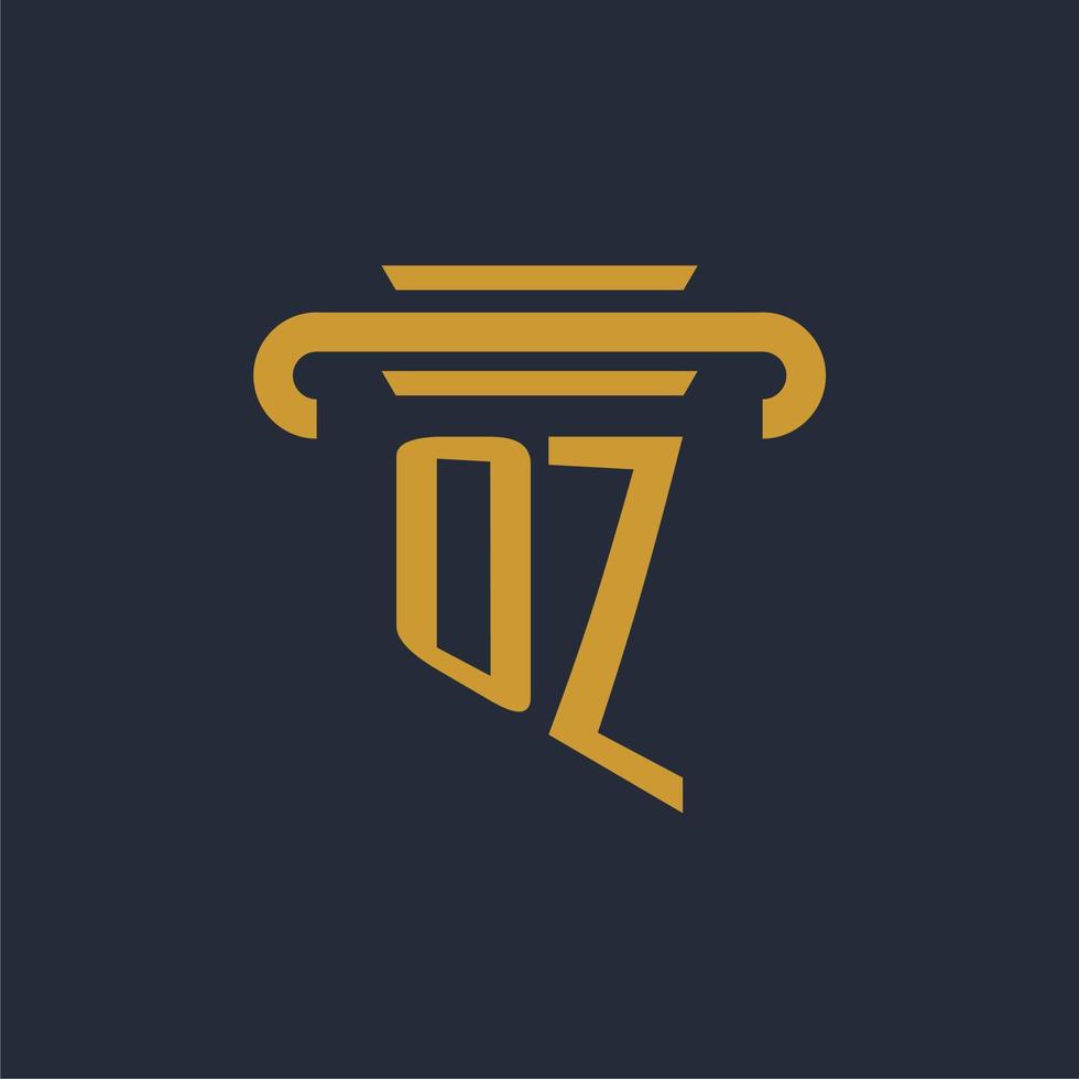 OZ initial logo monogram with pillar icon design vector image