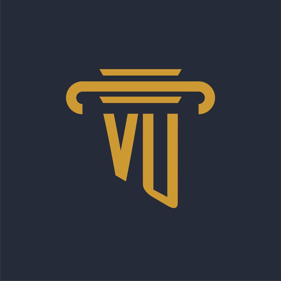 VU initial logo monogram with pillar icon design vector image
