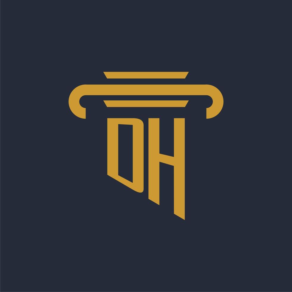 DH initial logo monogram with pillar icon design vector image