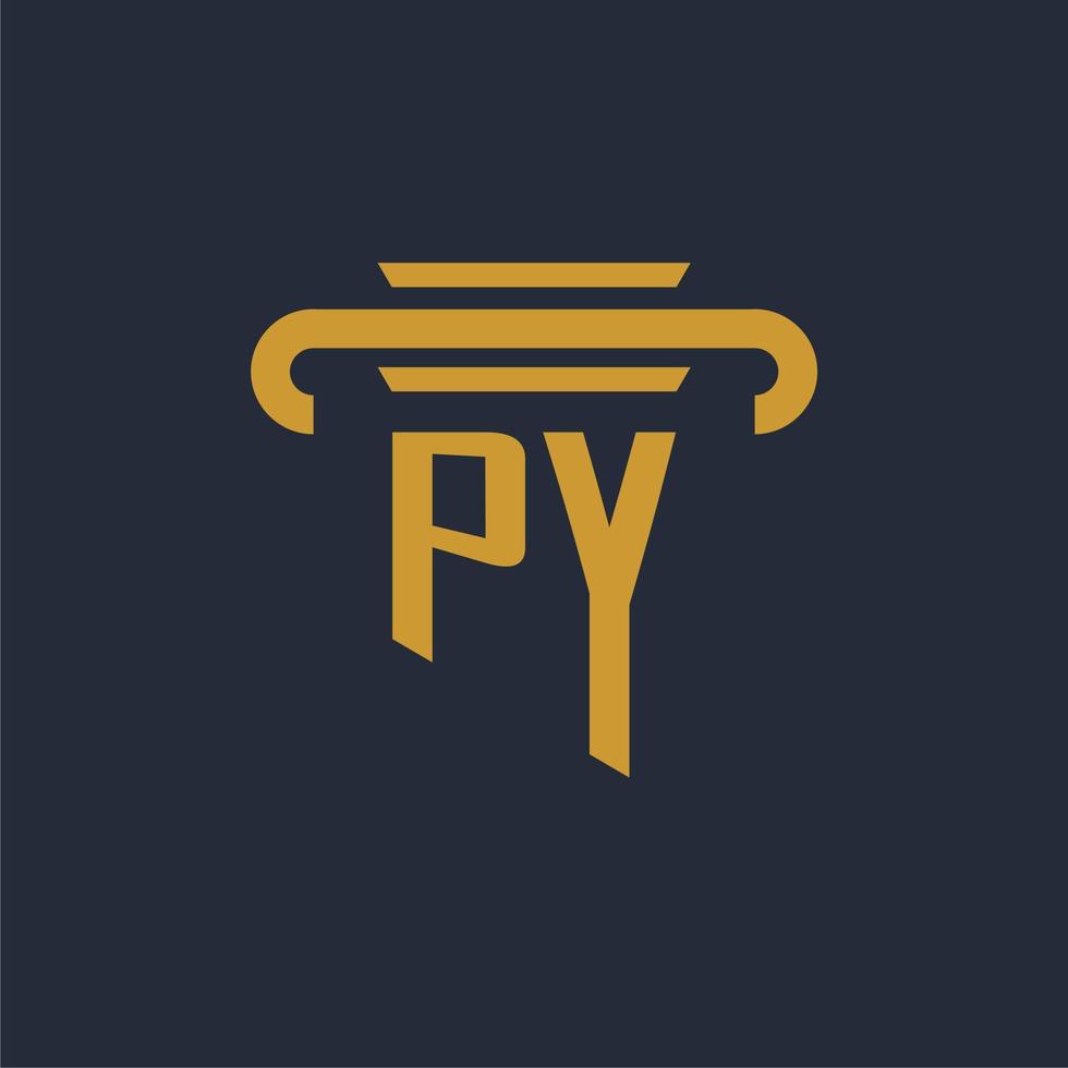 monograma del logotipo inicial de py con imagen vectorial de diseño de icono de pilar vector