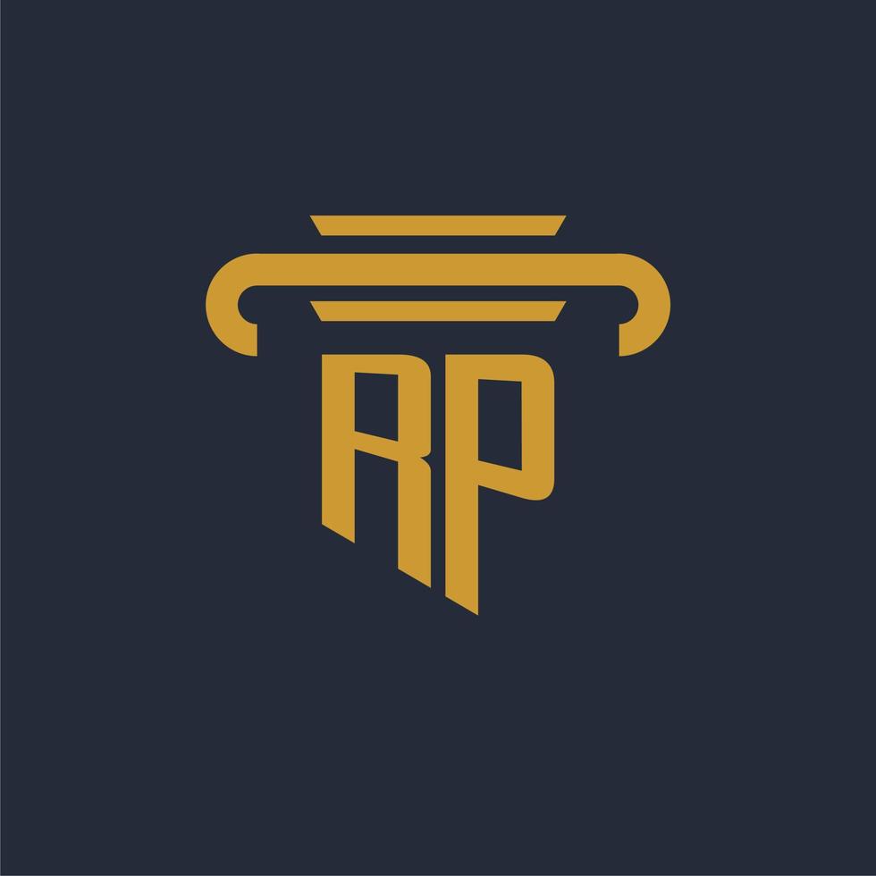 monograma del logotipo inicial de rp con imagen vectorial de diseño de icono de pilar vector