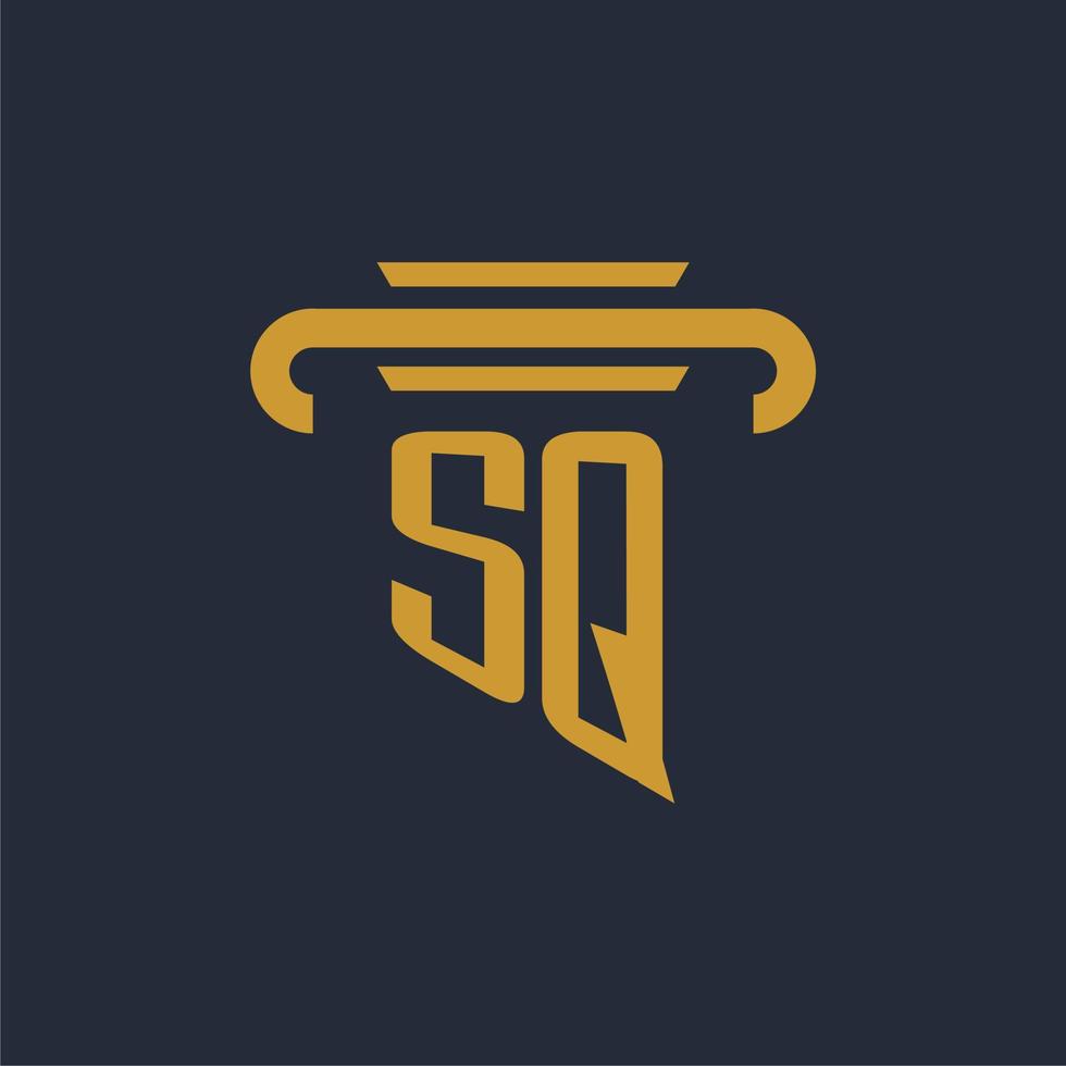 monograma de logotipo inicial sq con imagen vectorial de diseño de icono de pilar vector