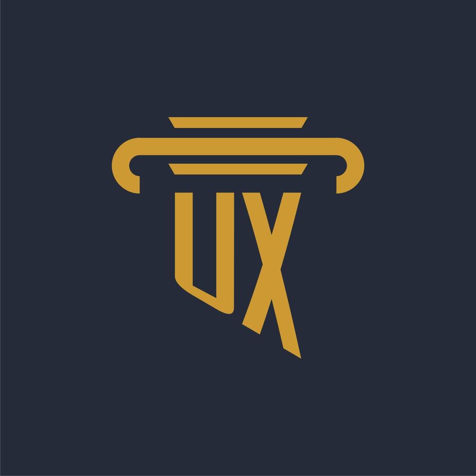 monograma del logotipo inicial de ux con imagen vectorial de diseño de icono de pilar vector