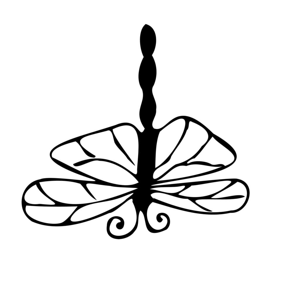 Insects dragonfly and butterfly .Doodle style. Logo icon. vector