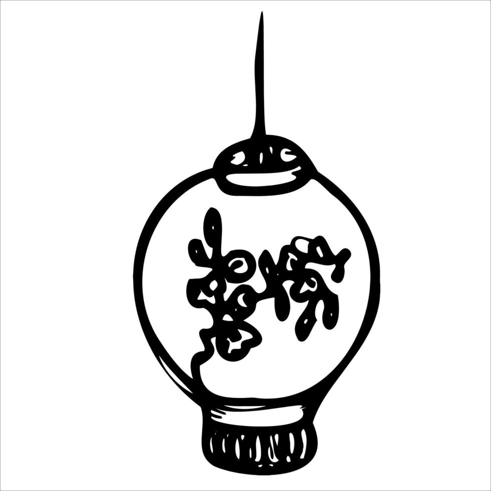 Asia girl in sakura and bamboo. Japan traditions of the east. Spa elements for the logo .Drawing doodle style. vector