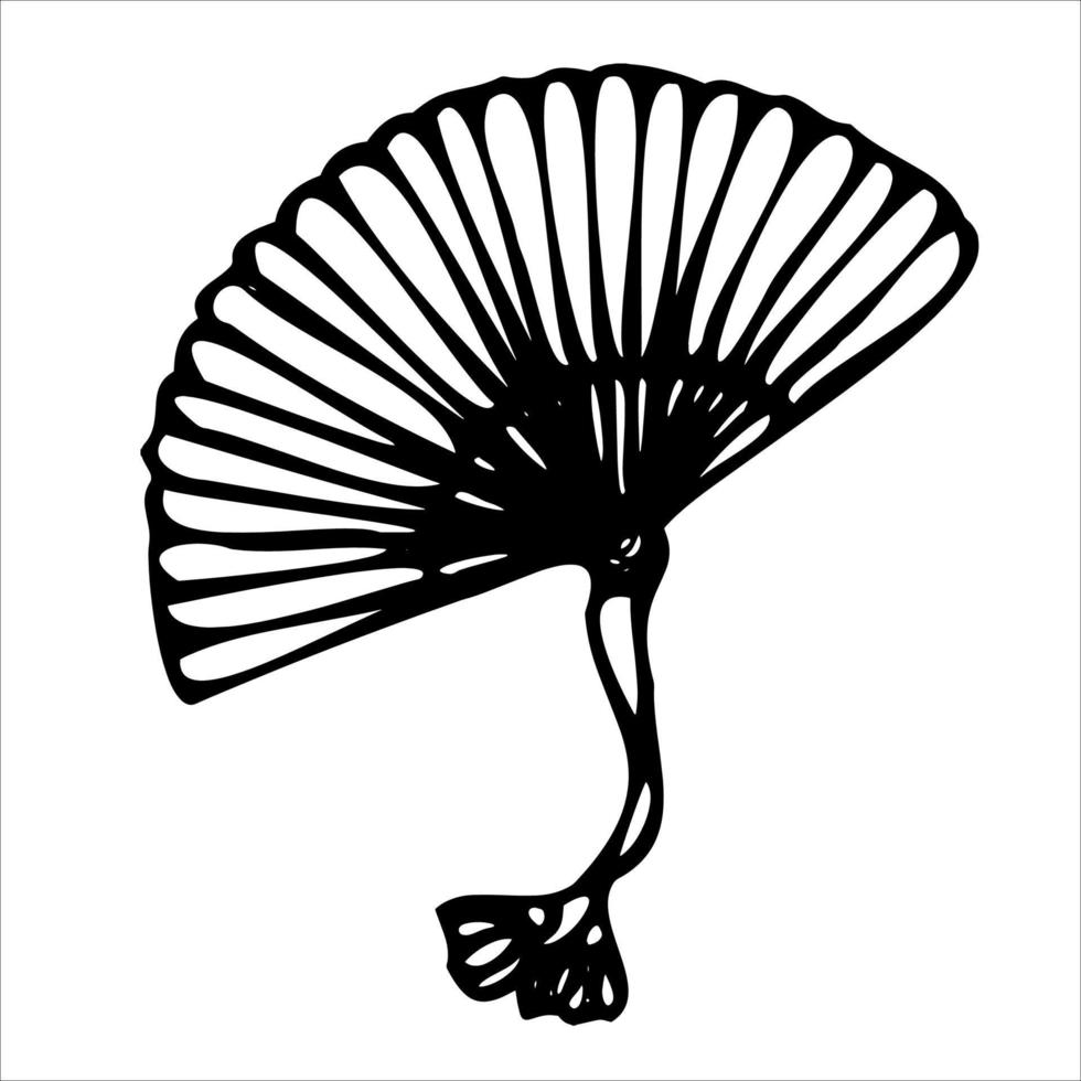 chica de asia en sakura y bambú. tradiciones japonesas del este. elementos de spa para el logo .dibujo estilo garabato. vector