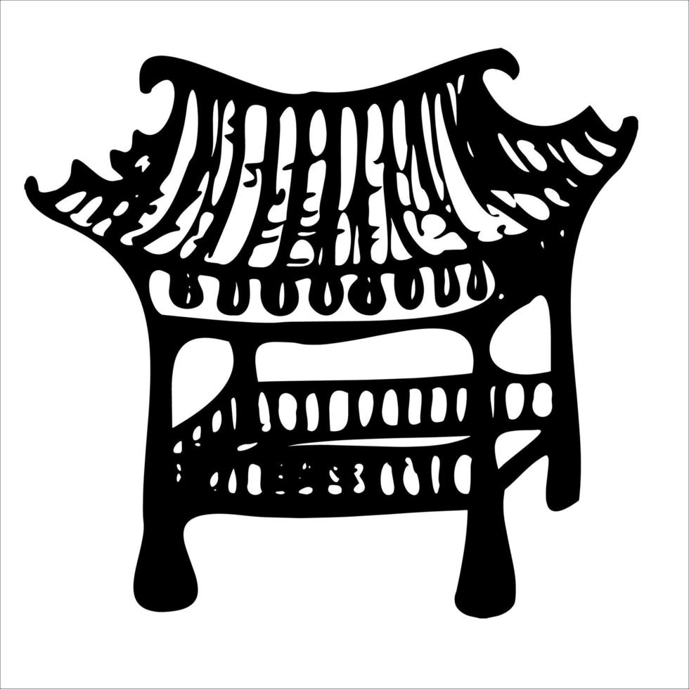 Asia girl in sakura and bamboo. Japan traditions of the east. Spa elements for the logo .Drawing doodle style. vector