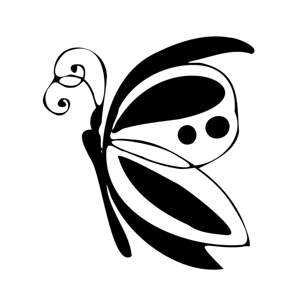 Insects dragonfly and butterfly .Doodle style. Logo icon. vector