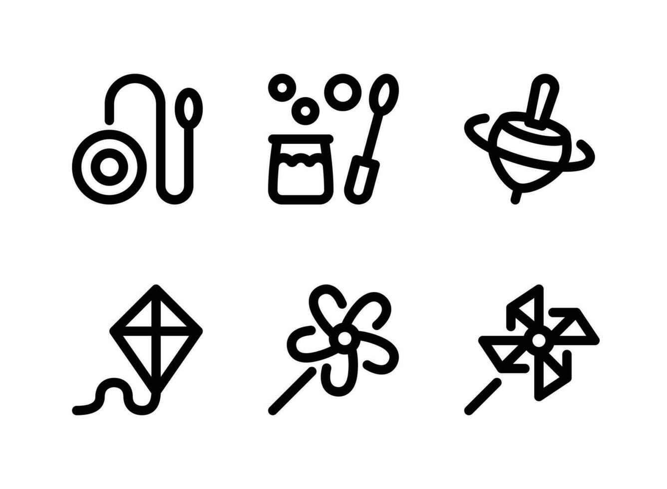 conjunto simple de iconos de línea de vector de juguetes para niños