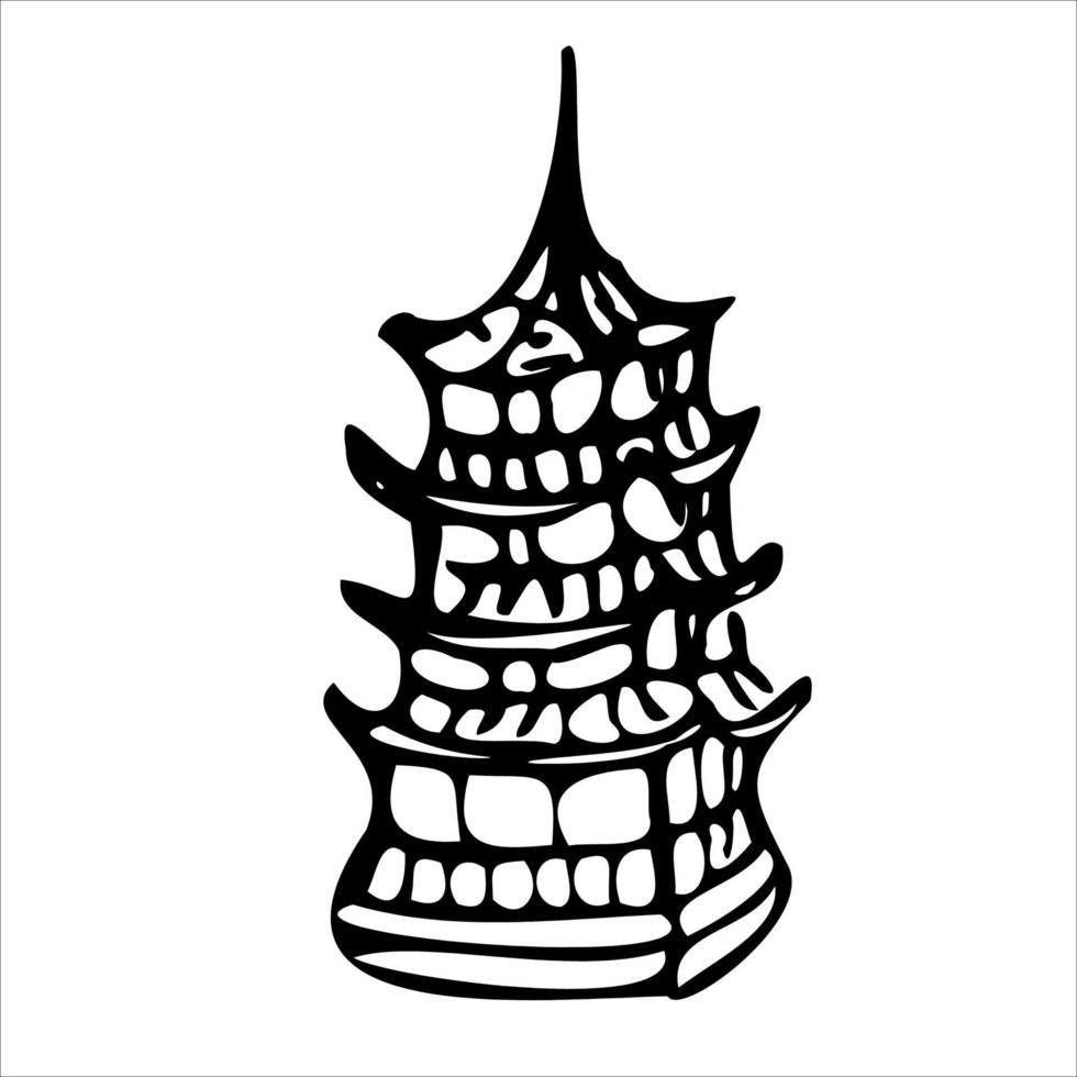 chica de asia en sakura y bambú. tradiciones japonesas del este. elementos de spa para el logo .dibujo estilo garabato. vector
