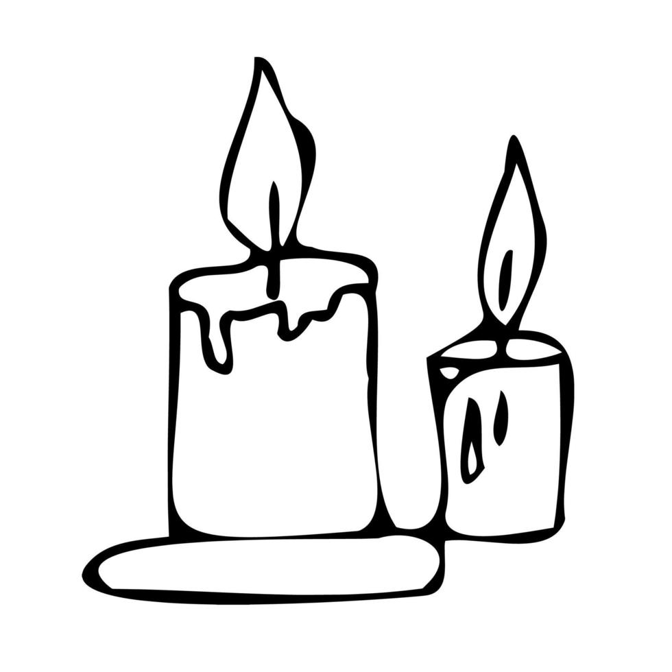 Retro candle in a candlestick.Doodle style. Logo icon. vector