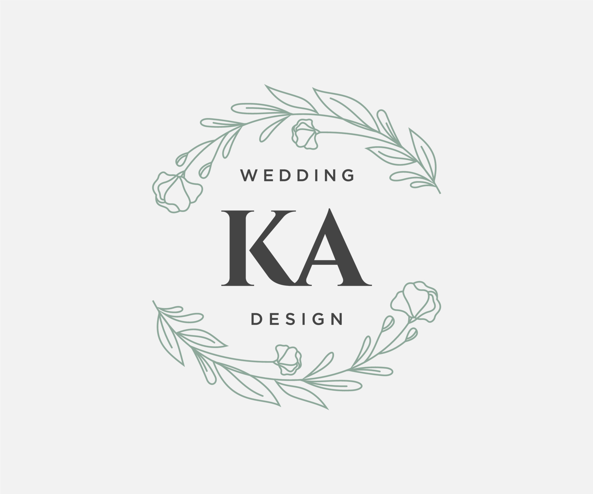 Ka initials letter wedding monogram logos Vector Image